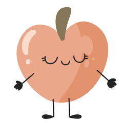 peach fresh fruit cute character design