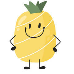 pineapple fresh fruit cute character design