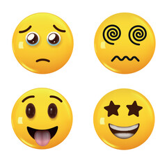 Set of 3d icon yellow color smile emoji. Set Icon Smile Emoji. Vector