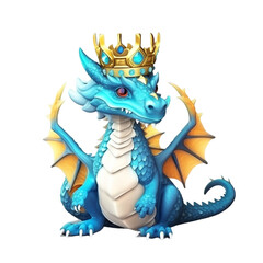 Obraz premium Fantasy blue dragon on white background Ai generative