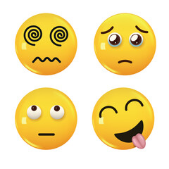 Set of 3d icon yellow color smile emoji. Set Icon Smile Emoji. Vector
