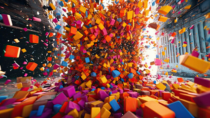 a large group of colorful blocks