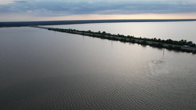 Aerial Views From Over Lake Marion At Santee, SOuth Carolina. 