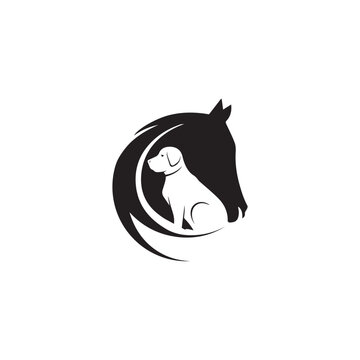 Horse Dog Logo.Horse Icon.Horse, Dog, Animal Logo Design Vector Template