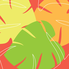abstract shape summer background, with leaf icon. vector for banners, posters, social media, web, greeting cards.