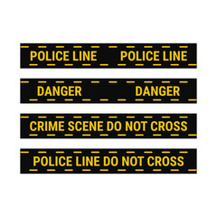 Police Line Set In Yellow Black Color And Rectangle Shape For Danger Sign
