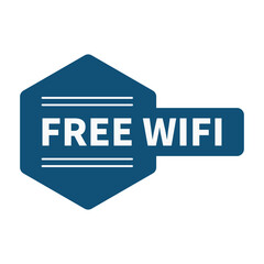 Free Wifi In Blue Color And Rectangle Hexagonal Shape With White Line For Information
