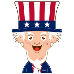 uncle sam happy face cartoon cute for Independence Day