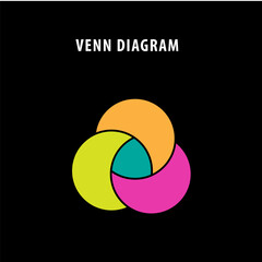 Venn diagram info graphic flat style logo template