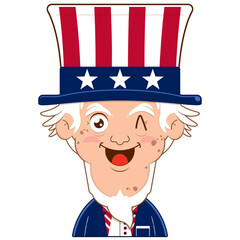 uncle sam happy face cartoon cute for Independence Day