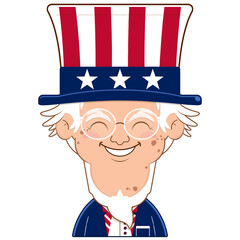 uncle sam smile face cartoon cute Independence Day