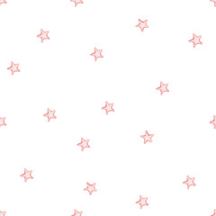 watercolor seamless pattern sea stars in pink color. cute minimalistic pattern