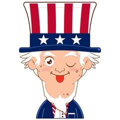 uncle sam playful face cartoon cute for Independence Day
