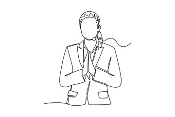 Continuous one line drawing customer service concept. Single line draw design vector graphic illustration.