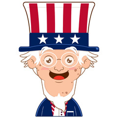 uncle sam happy face cartoon cute for Independence Day
