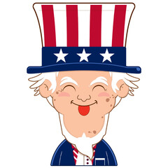 uncle sam playful face cartoon cute for Independence Day