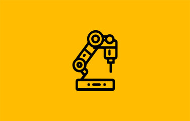 Fototapeta na wymiar Robotic hand manipulator silhouette symbol icon. Robot limb logo. Robot arm. automation, robot, CNC shape logo.