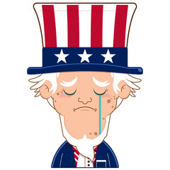 uncle sam crying and scared face cartoon cute for Independence Day (US)