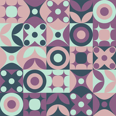 Seamless Abstract Mosaic Ornament Geometric Pattern Decorative Wall Home Modern Background Vector illustration Color Purple Baby Blue