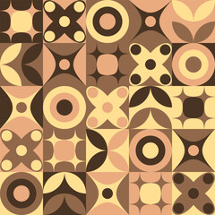 Seamless Abstract Mosaic Ornament Geometric Pattern Decorative Wall Home Modern Background Vector illustration Color Brown Coffee