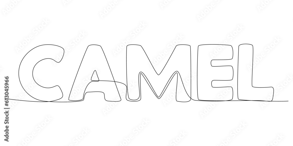 Fototapete One continuous line of Camel word. Thin Line Illustration vector concept. Contour Drawing Creative ideas.