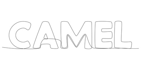 One continuous line of Camel word. Thin Line Illustration vector concept. Contour Drawing Creative ideas.