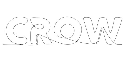 One continuous line of Crow word. Thin Line Illustration vector concept. Contour Drawing Creative ideas.