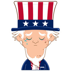 uncle sam crying and scared face cartoon cute for Independence Day (US)
