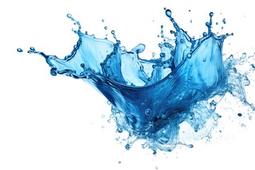 Ai. Blue water splash isolated on white background. Generative AI.