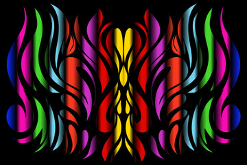 Beautiful symmetrical colourful gradient abstract line art pattern 