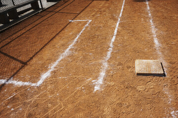 Baseball and softball field dirt with chalk lines