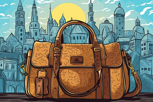 Super Cool Travel with My Big Bag in the City generative ai