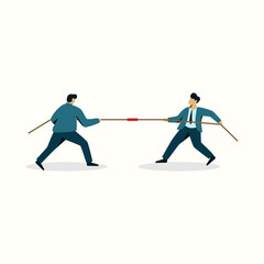 Obraz premium businessman competition concept motivation to reach the winner success tug of war
