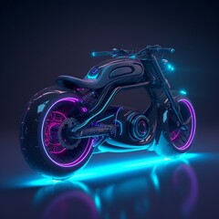 Futuristic Bike with Neon Lights