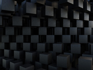 3d cube abstract pattern background wallpaper with dark concrete