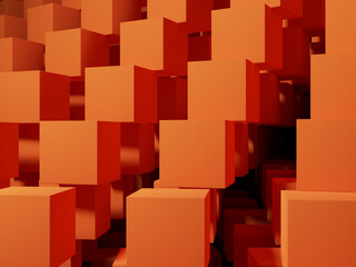 3d simple orange color cube pattern background