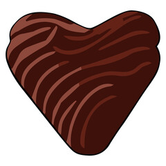 Chocolate heart clipart vector flat design on transparent background, dessert isolated clipping path element