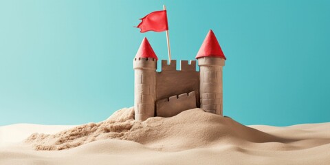 sandcastle with red flag with generative ai