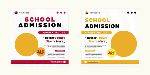 School admission social media post or banner template