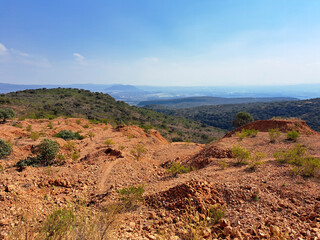 Open pit opal mining in Tequisquiapan Queretaro, Mexico is a natural wonder of towering orange rock formations