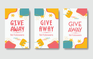 set of give away time for banner social media post