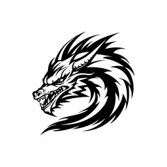 Dragon face, logo, icon, isolated on white background, vector illustration.