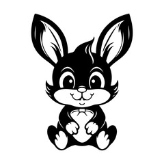 Fototapeta na wymiar Cute little bunny. Silhouette of Easter bunny, logo, icon, Vector illustration of a black bunny isolated on a white background.