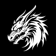 Dragon face, logo, icon, isolated on white background, vector illustration.