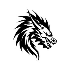 Dragon face, logo, icon, isolated on white background, vector illustration.