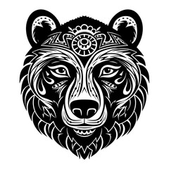 Bear face vector, isolated on white background, vector illustration.