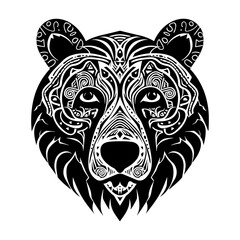 Bear face vector, isolated on white background, vector illustration.