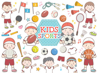 子供たちと色々なスポーツのイラスト　