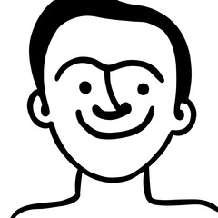 Man face line art black and white minimal style for artwork