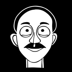 Man face line art black and white minimal style for artwork
